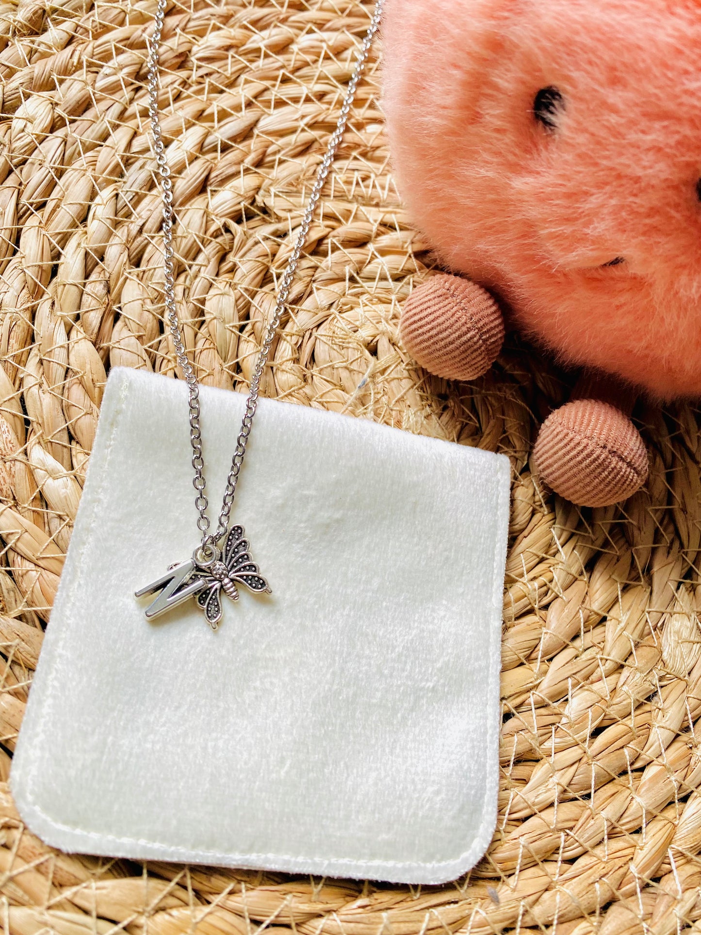 Magical Flutters - Childrens Stainless Steel Custom Initial Butterfly Necklace