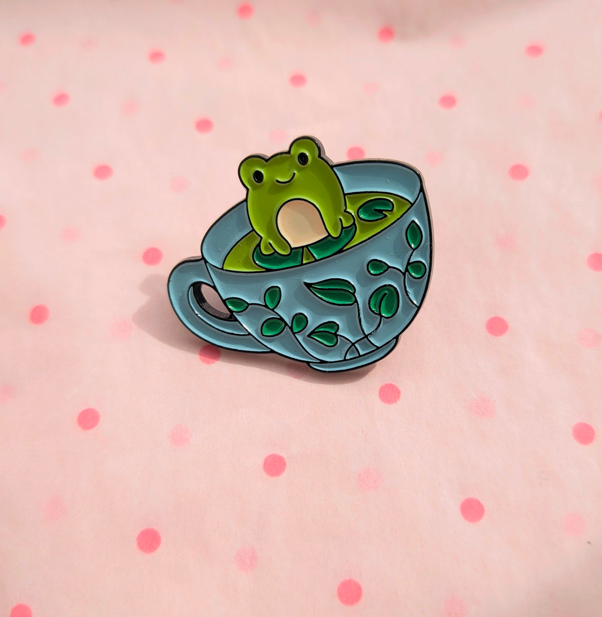 Frog in a cup Enamel pin badge