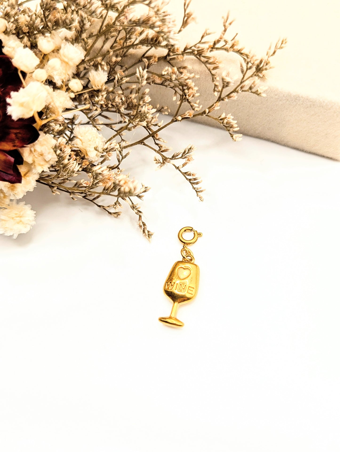 Glass Of Wine Charm (Gold)