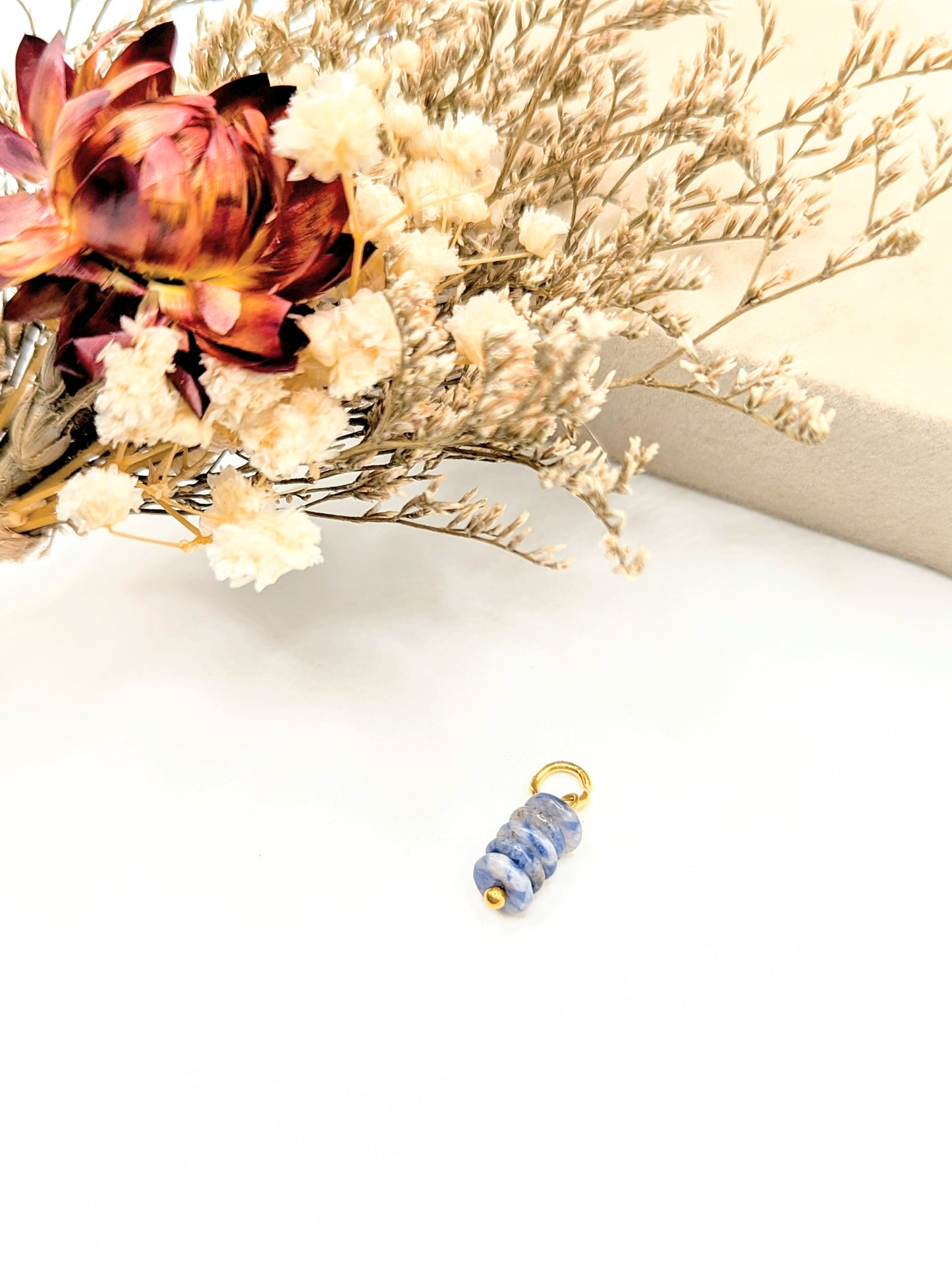 Blue Gem Stack Charm (Gold)