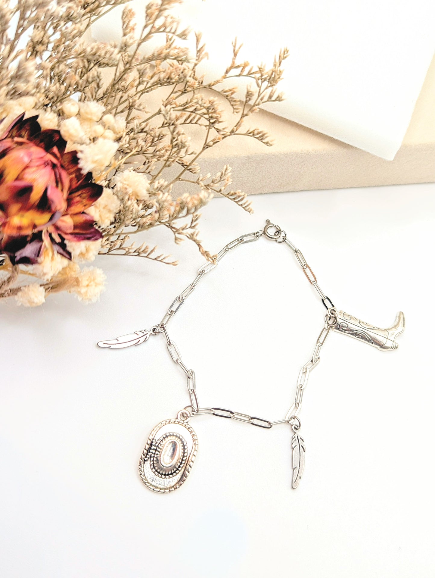 Cowgirl Spirit Charm Bracelet (Silver)