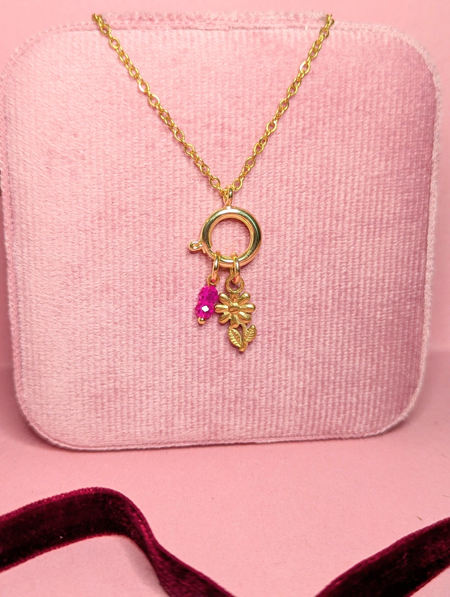 Floral Charm Necklace (Gold)
