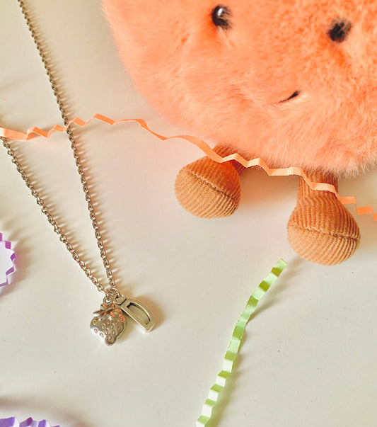 Berry Sweet - Childrens Silver Personalised Initial Strawberry Necklace