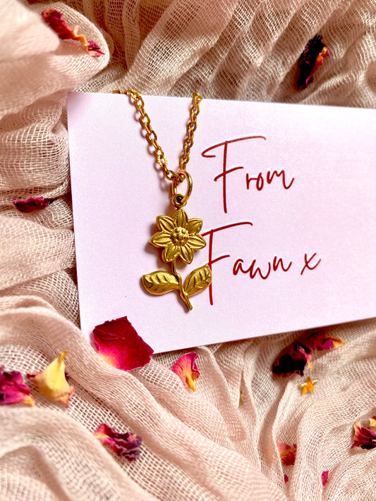 Golden Everlasting Sunflower necklace (Gold)