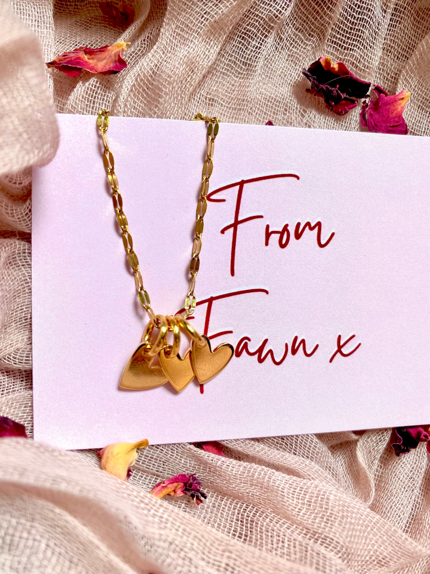 A Trio Of Hearts Necklace (Gold)