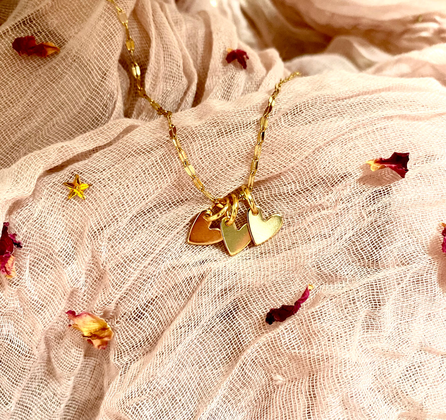 A Trio Of Hearts Necklace (Gold)
