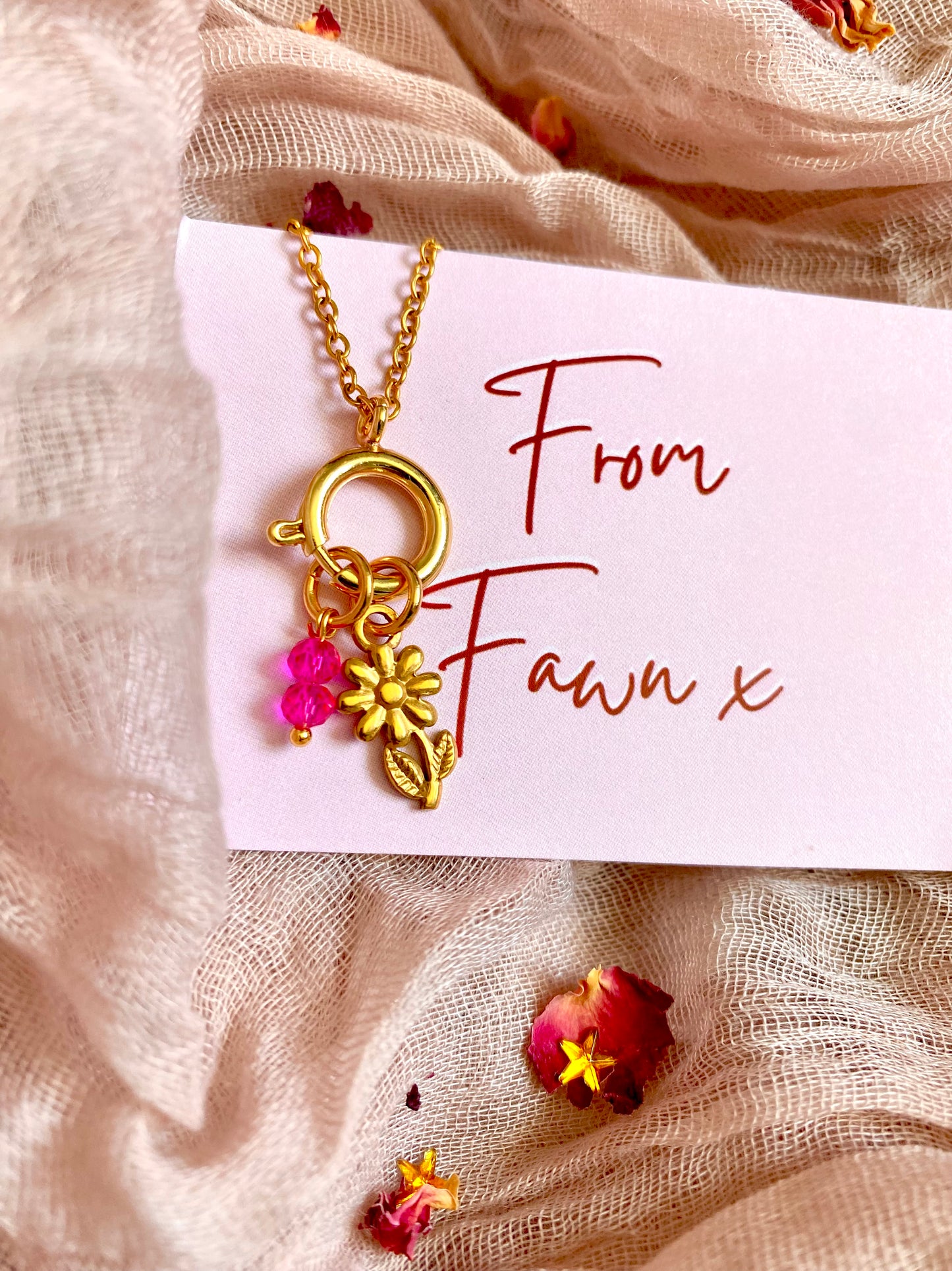 Floral Charm Necklace  (Gold)