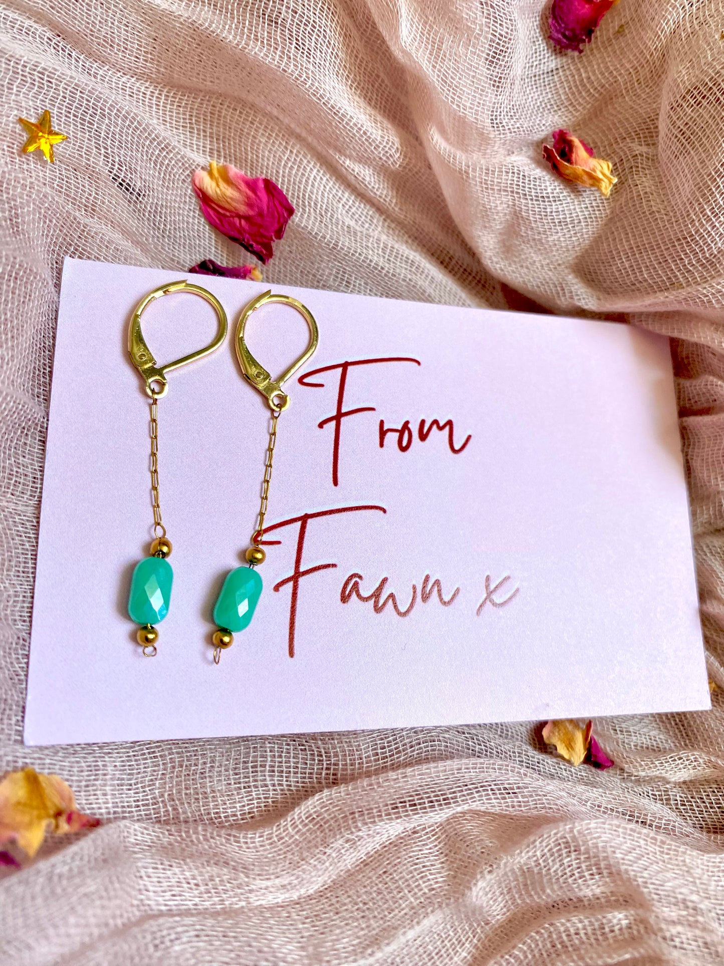 Turquoise Drop Huggie Earrings