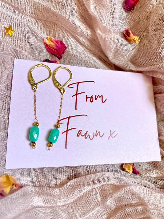 Turquoise Drop Huggie Earrings