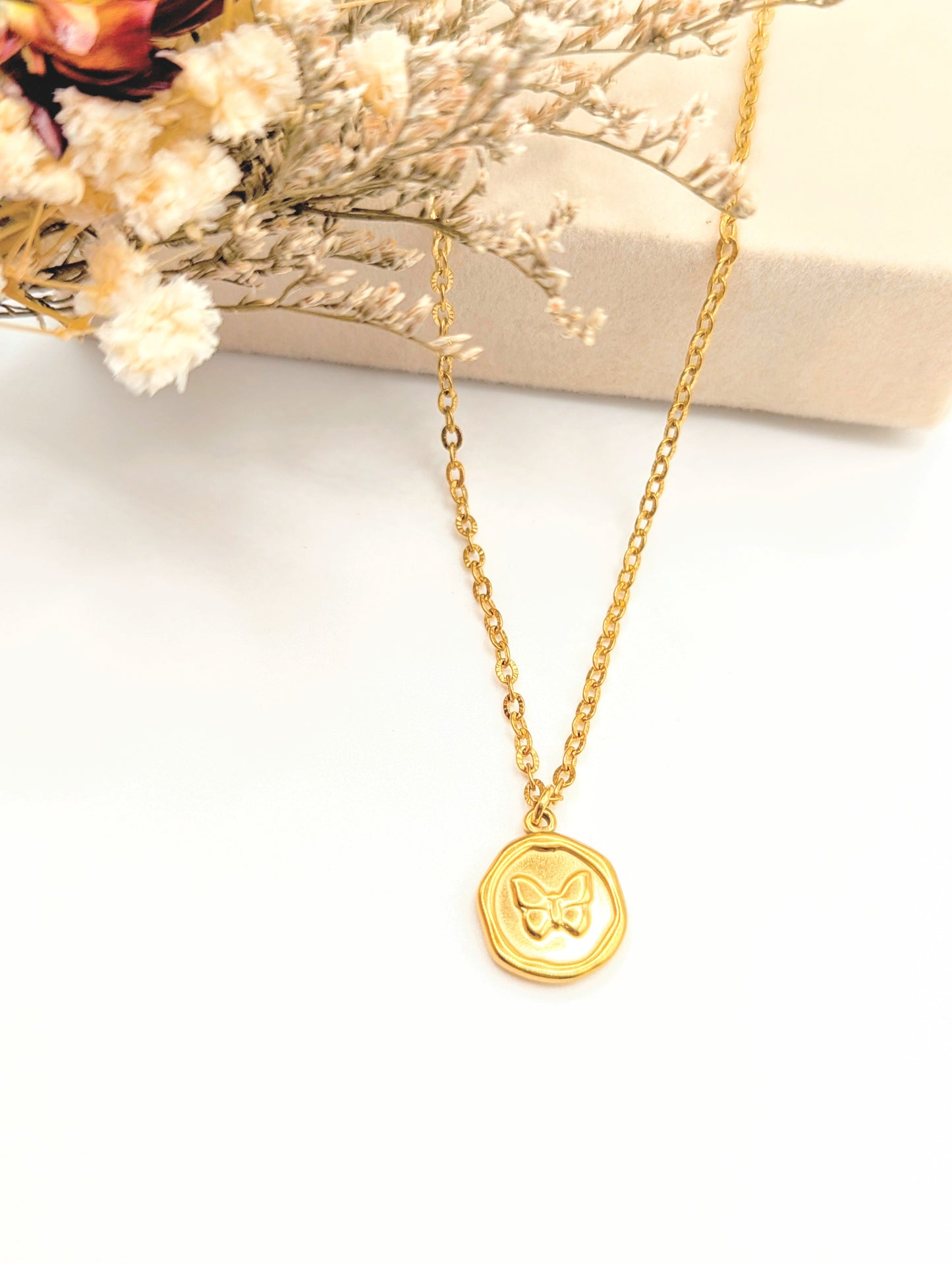 Butterfly Coin Necklace