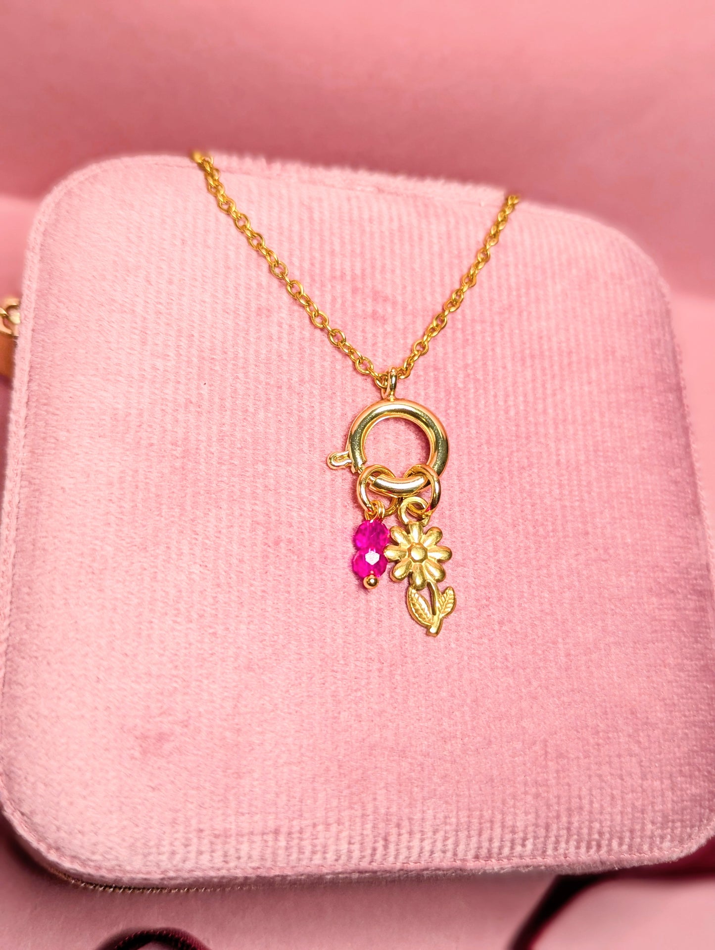 Floral Charm Necklace  (Gold)