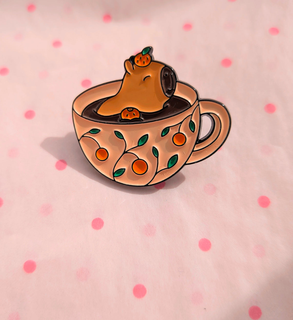 Capybara in a cup Enamel pin badge