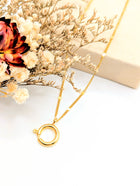 Shimmer Carabiner Charm Necklace (Gold)