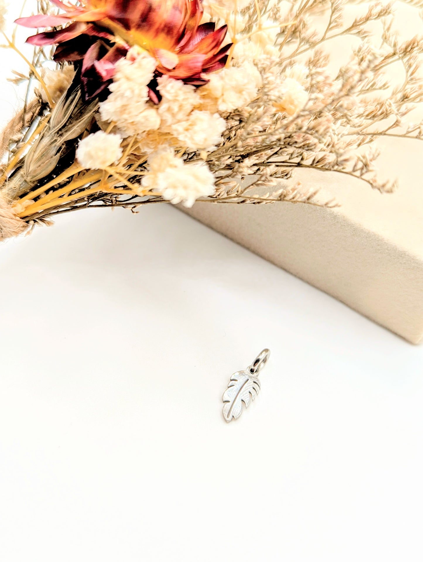 Tiny Feather Charm (silver)