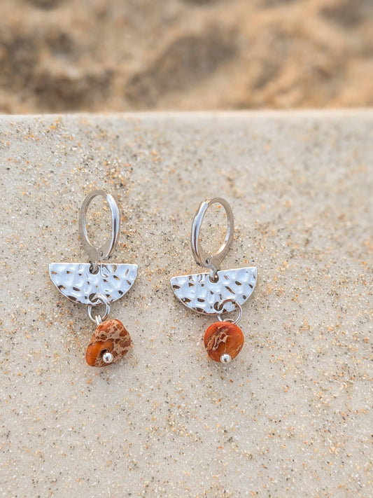 Crimson Crest Huggie Earrings
