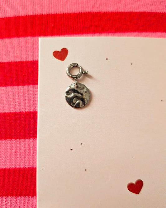 Hammered Disc Charm (silver)