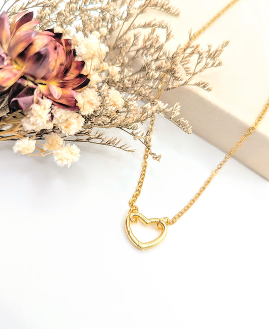 Heart Carabiner Charm Necklace (Gold)