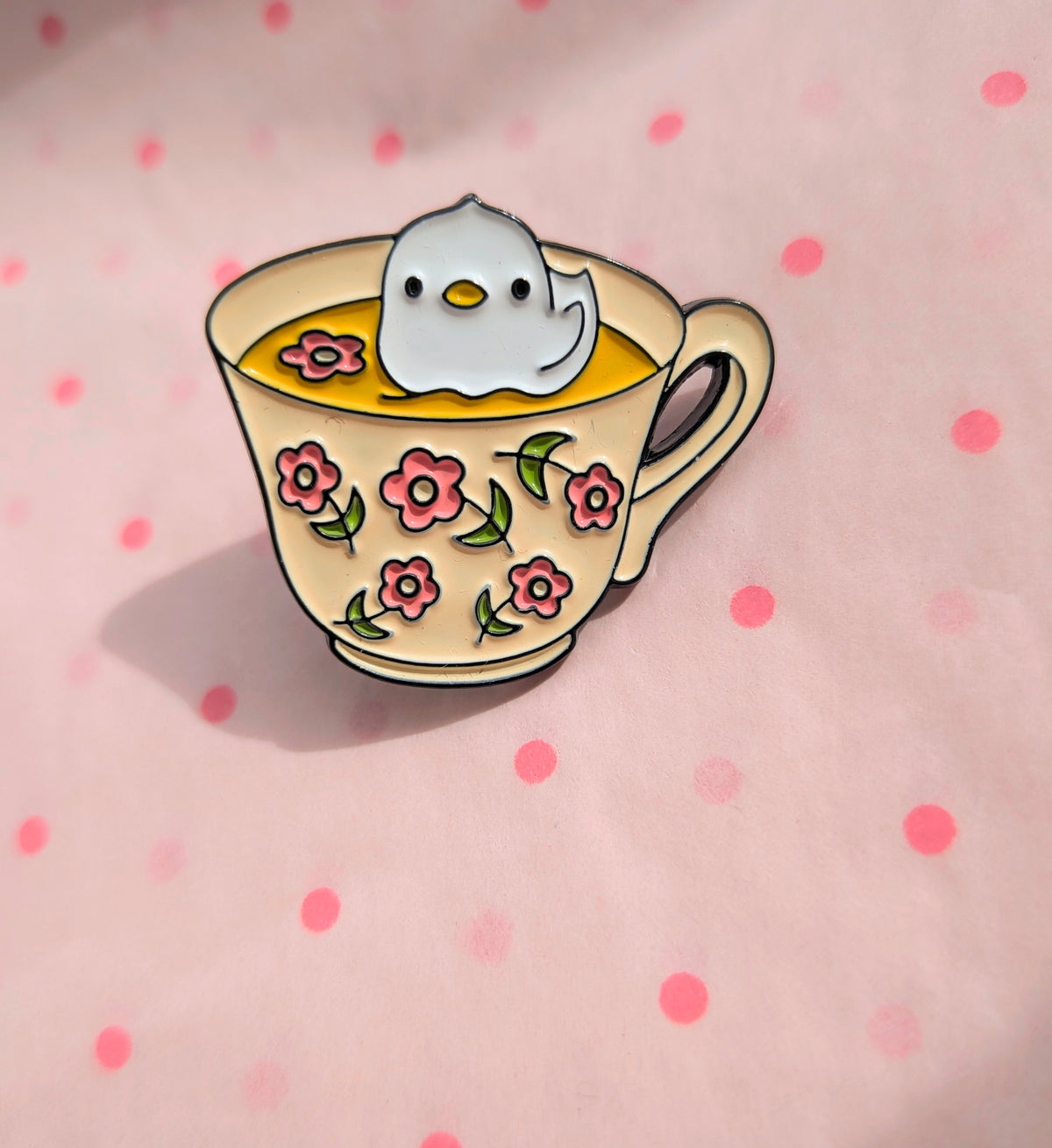 Duck in a cup Enamel pin badge