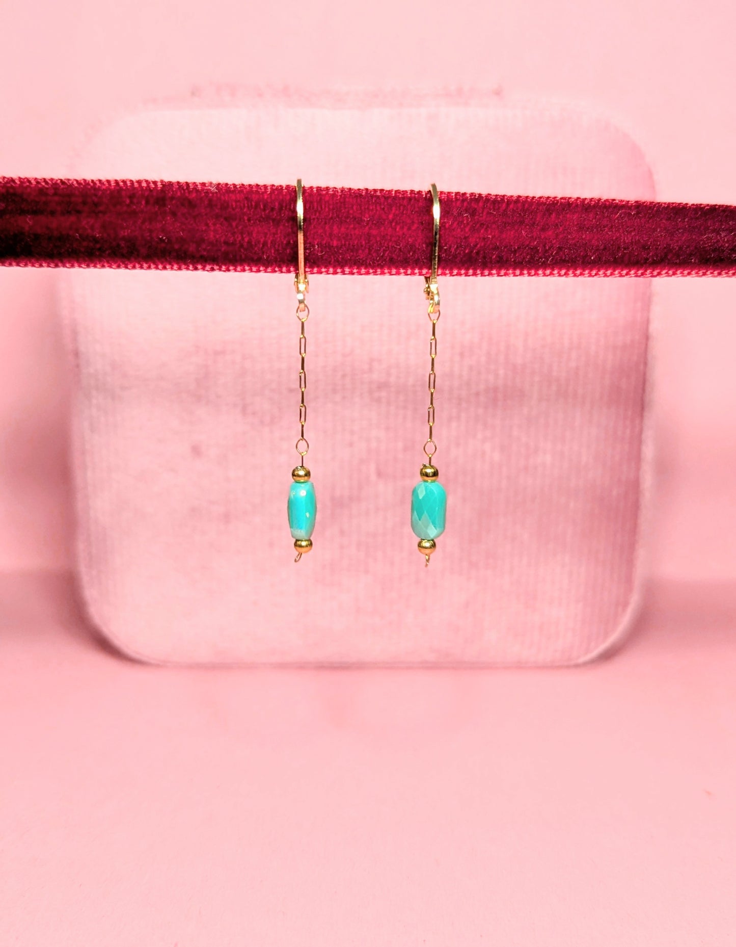Turquoise Drop Huggie Earrings