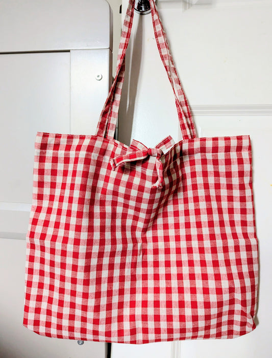 Cherry Picnic Bow Tote Bag