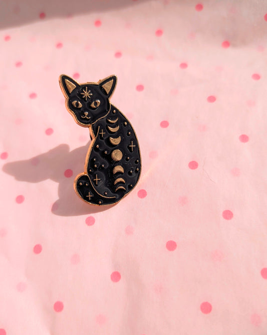 Celestial Black Cat Enamel pin badge