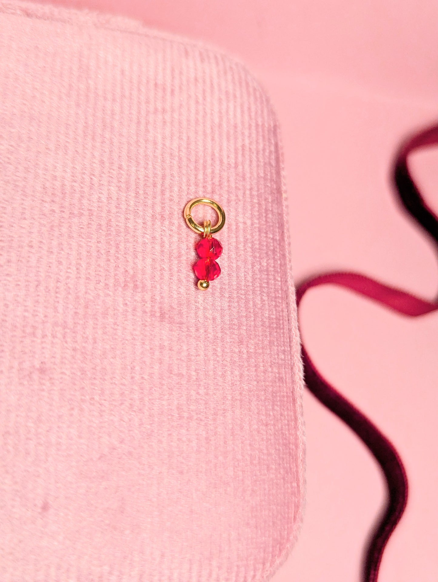Tiny Red Gem Stack (Gold)