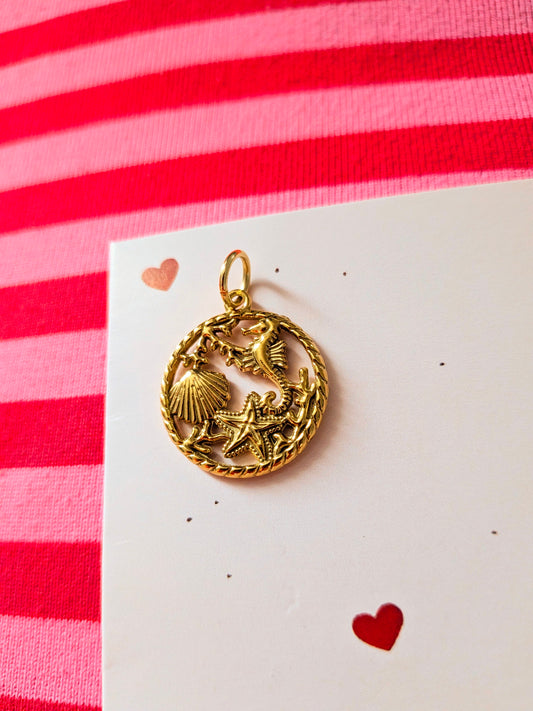 Round Sealife Coin Charm (Gold)