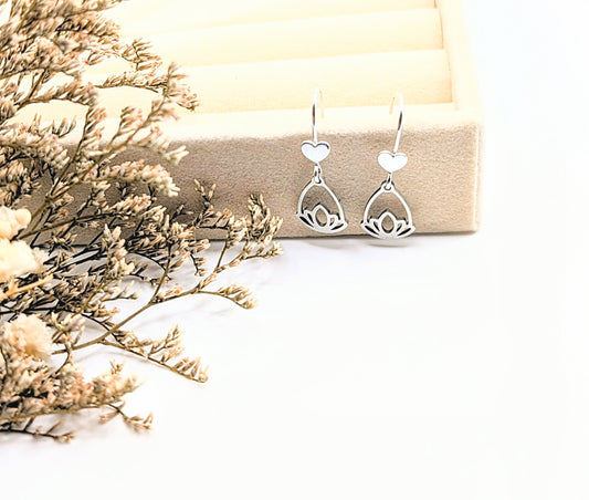 Loving Lotus Drop Earrings (Silver)