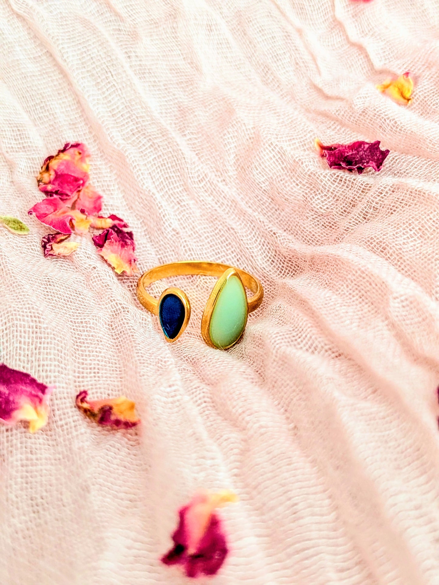 Pixie Twist Ring Blue & Green (Gold)