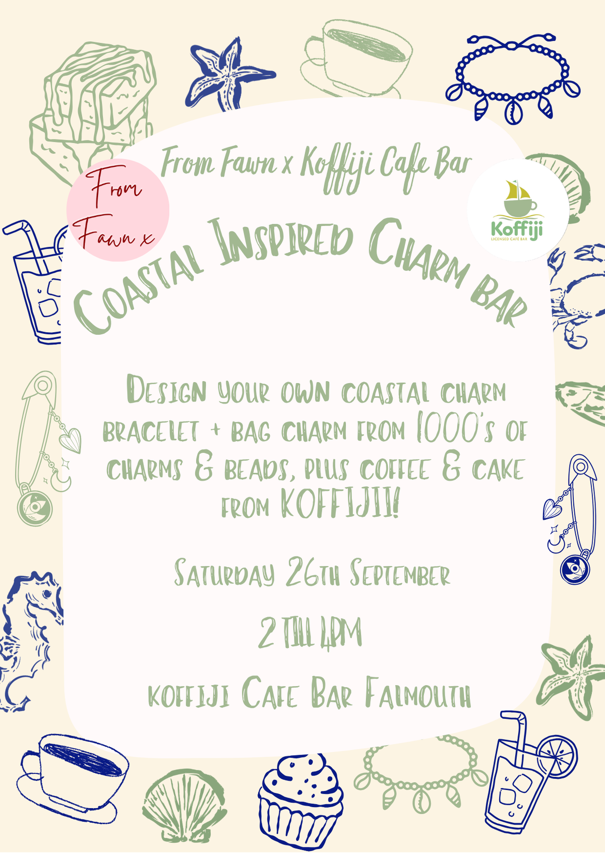 Coastal Inspired Charm Bar a workshop In Collaboration With Koffiji Falmouth