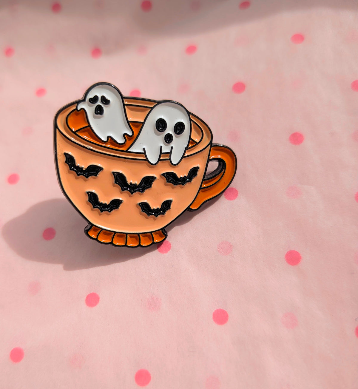 Ghosts in a cup Enamel pin badge