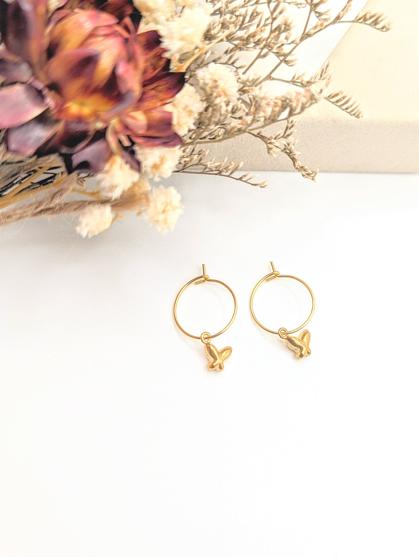 Ethereal Wings Hoop Earrings (Gold)